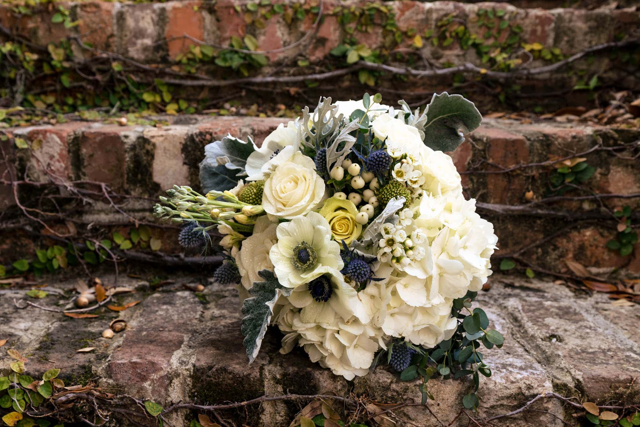 Brides bouquet by Farm City Flowers at the Beaufort Inn By Wedding photographer Susan DeLoach Photography