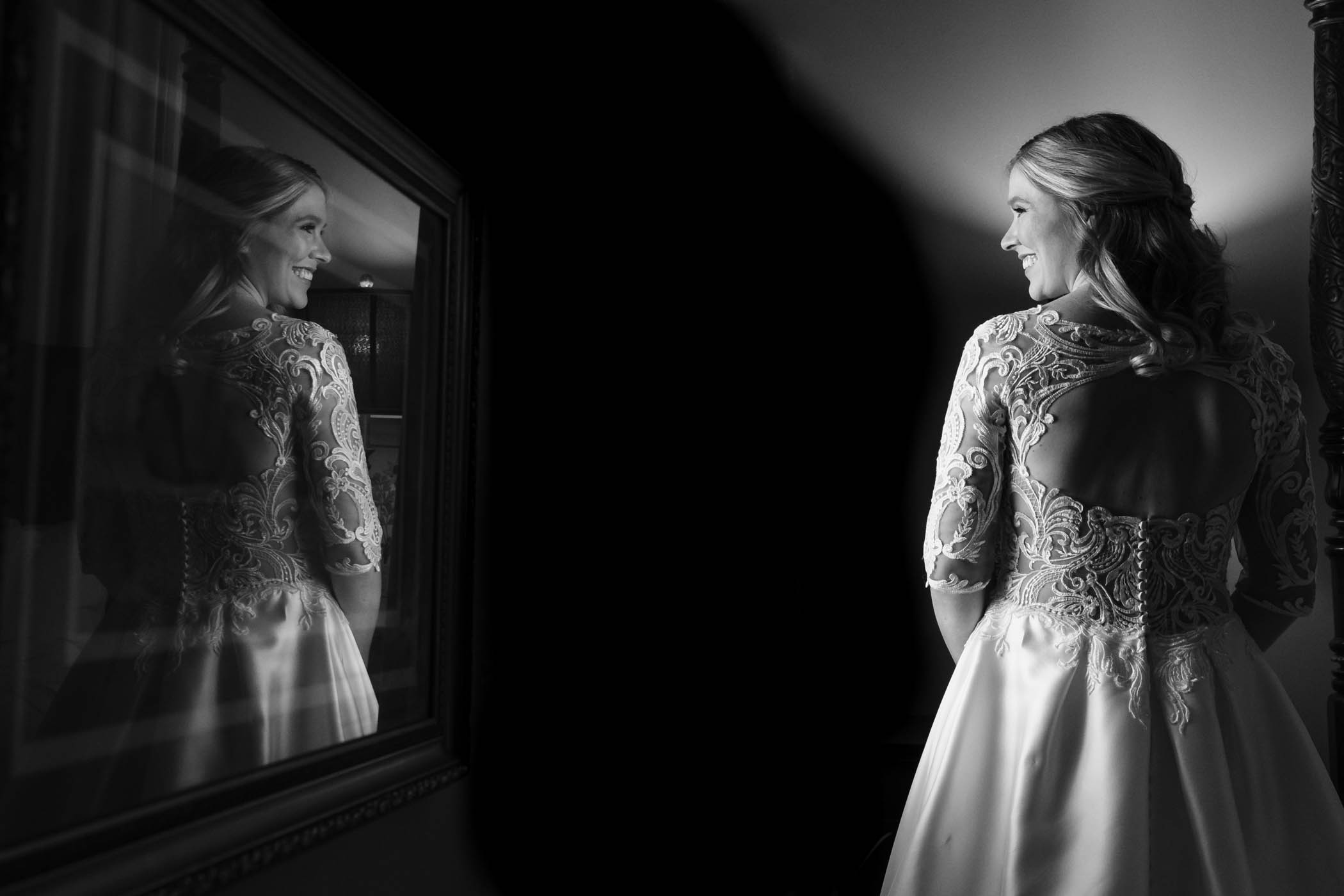 Bridal Portrait refection at The Beaufort Inn by Wedding Photographer Susan DeLoach Photography