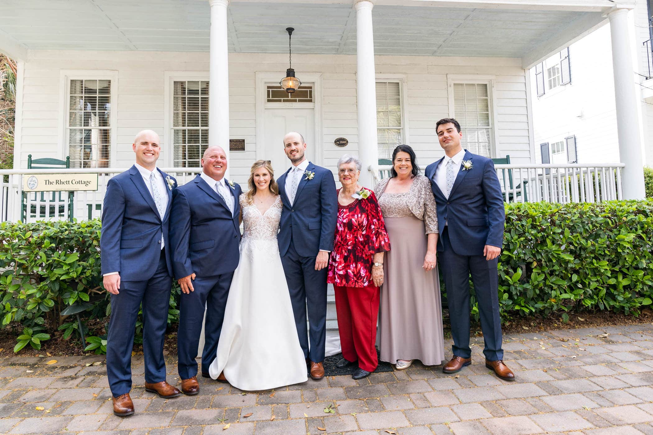 Family Formals in the Calhoun Court Yard at the Beaufort Inn by Wedding Photographer Susan DeLoach Photography