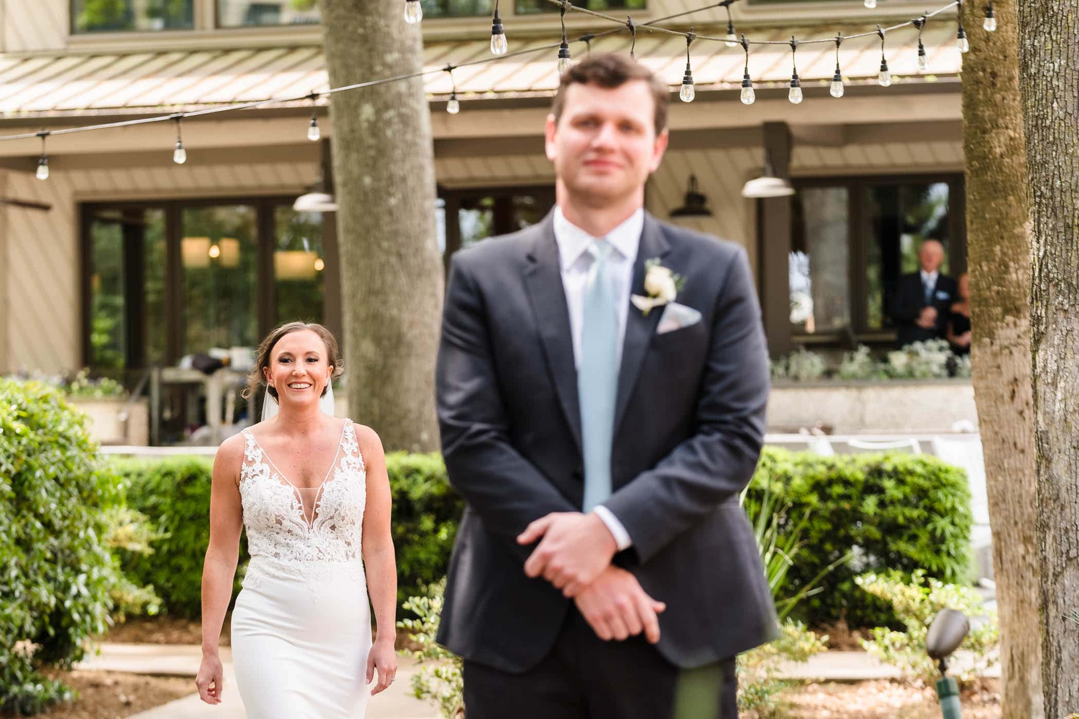 Bride and Groom First Look Hilton Head Wedding