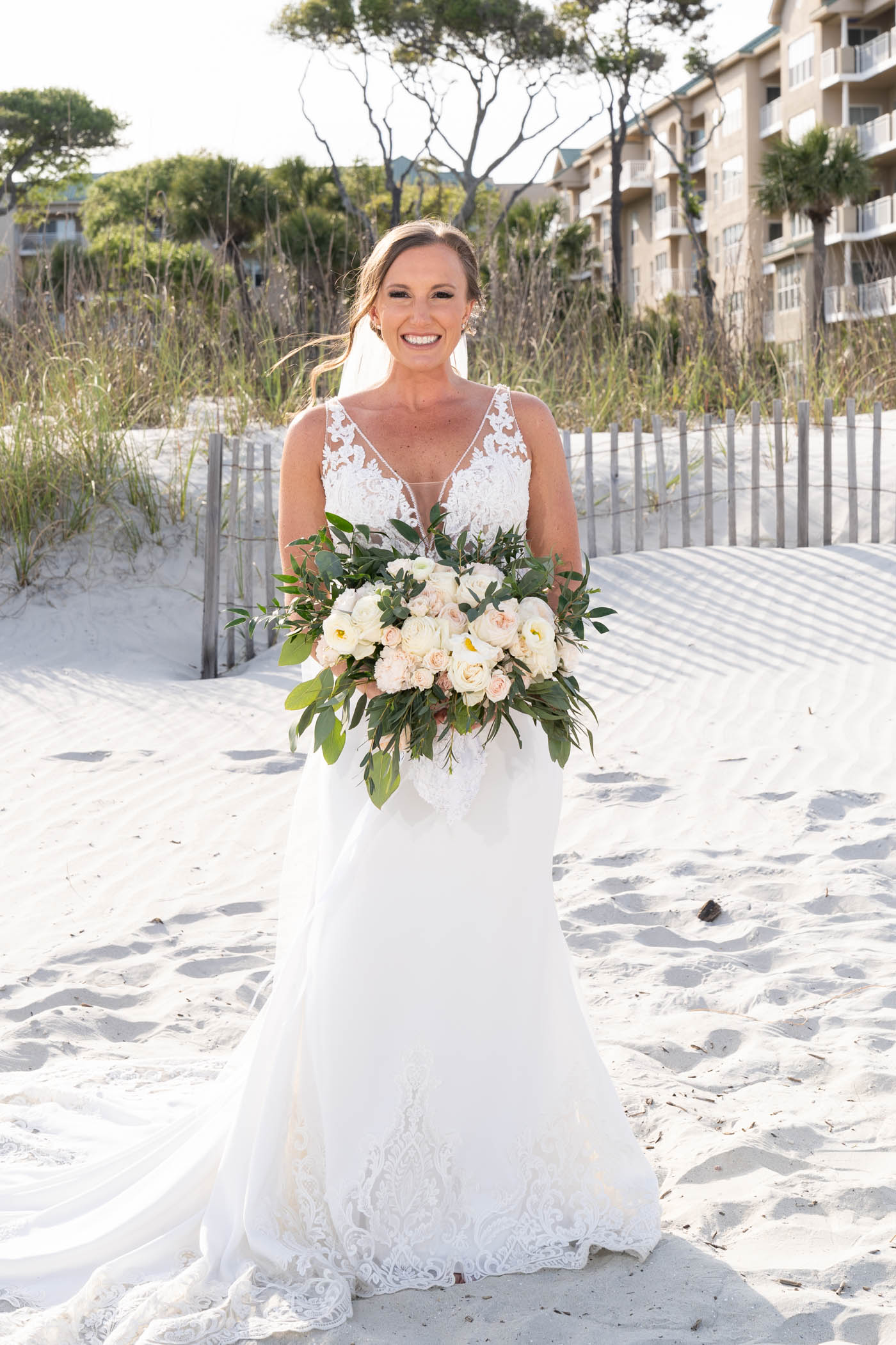 Bride on beach - Omni Hilton Head Ocean Resort