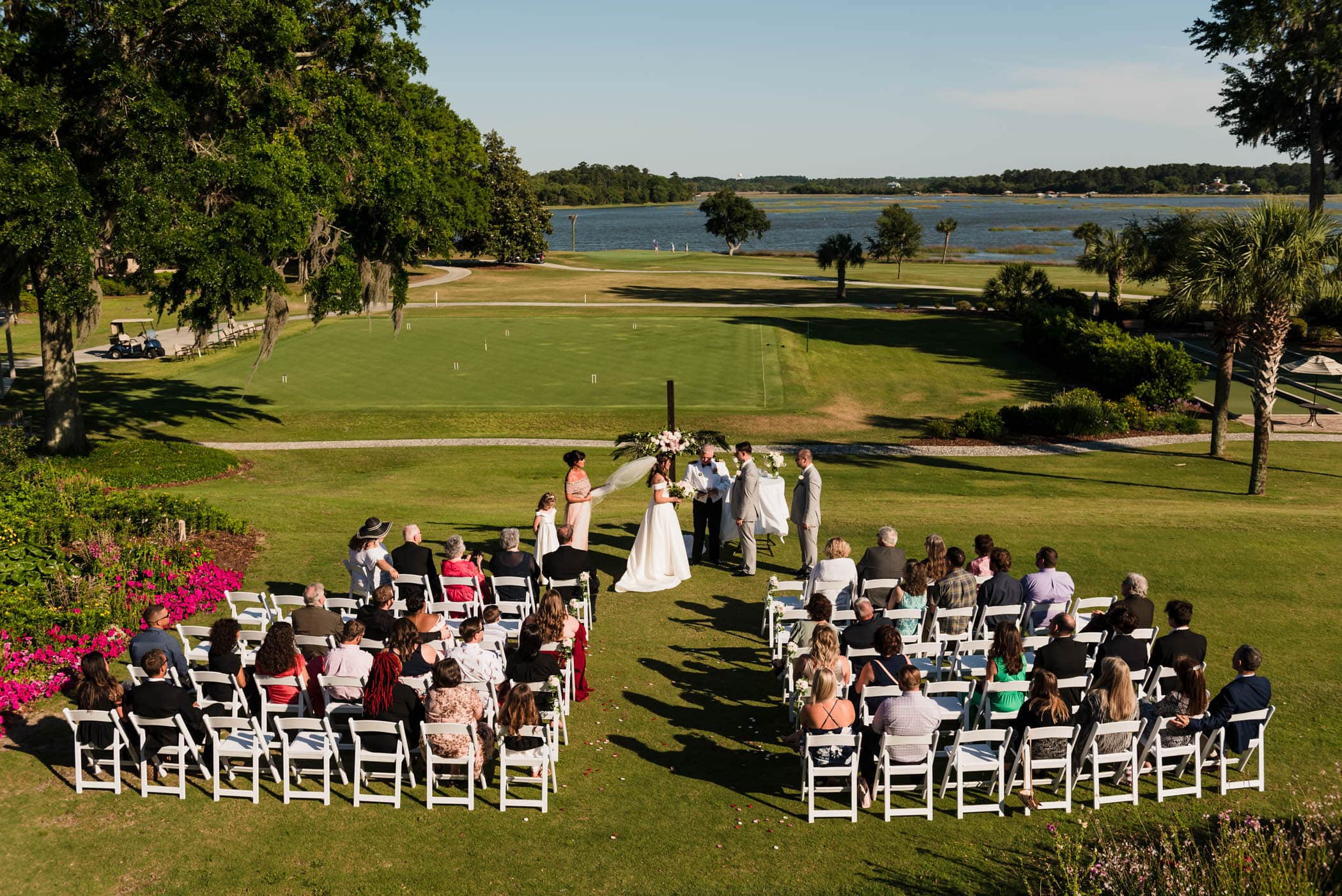 Ceremony site from above on Dataw Island Club House by Susan DeLoach Photography SC wedding photographers