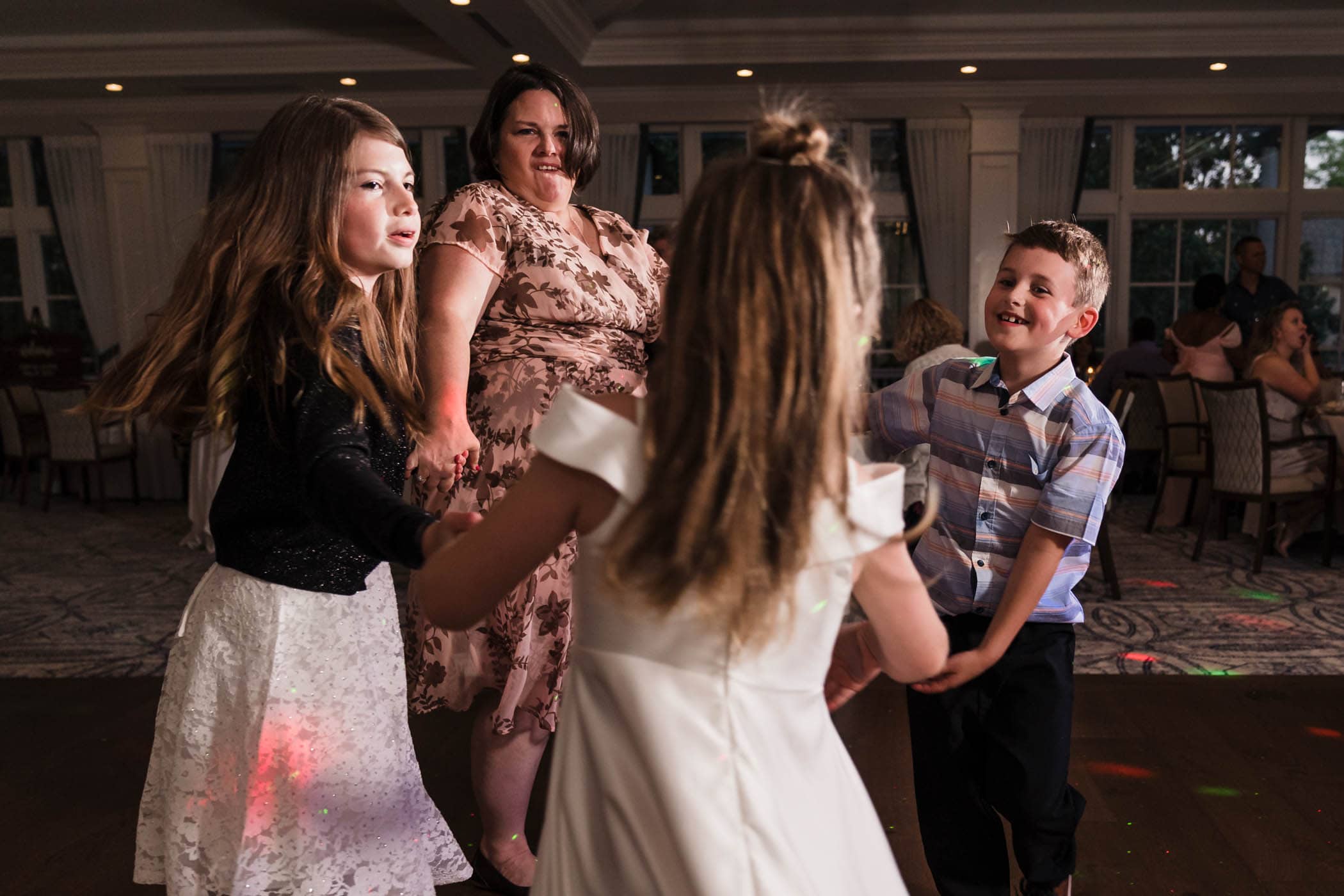 Kids and adult on the dance floor Dataw Island Club House by Susan DeLoach Photography SC wedding photographers